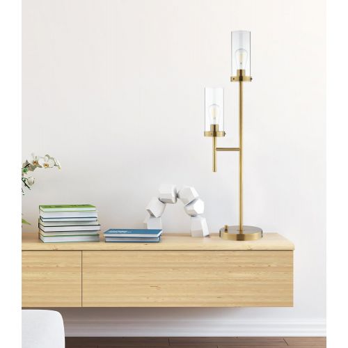  Catalina Lighting 20596-001 Modern Tall Buffet Table Lamp with Clear Glass Shades, LED Bulbs Included Bronze