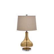 Catalina Lighting 18575-000 Transitional 3-Way Glass Gourd Table Lamp with Linen Shade 25.5 Amber Discontinued