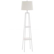 Catalina Lighting 19305-001 Transitional Distressed Iron Metal Etagere Floor Lamp with Shelves, Ivory Beige Linen Shade and 3-Way Switch 58, White