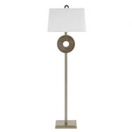 Catalina Lighting 20913-001 Contemporary Faux Drift Wood Ring-Shaped Table Lamp with Champagne Metal Accents, Linen Shade and 3-Way Switch, Bulb Included 32.5, Brushed Brass