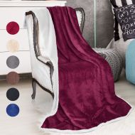 Catalonia Sherpa Throws Blanket,Super Soft Comfy Fuzzy Micro Fleece Plush Snuggle Blanket All Season for Couch Bed or TV 50 x 60 Wine Red