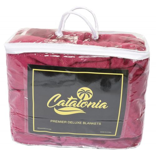  Catalonia Sherpa Throws Blanket,Super Soft Comfy Fuzzy Micro Fleece Plush Snuggle Blanket All Season for Couch Bed or TV 50 x 60 Wine Red