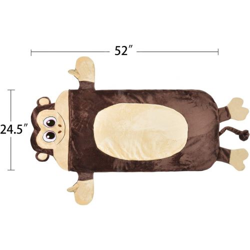  Catalonia Monkey Blanket for Kids,Hooded Wearable Snuggle Tail Blanket,Super Soft Plush Sleeping Bags for Toddler Children Teens Boys Girls,All Seasons,Gift Idea