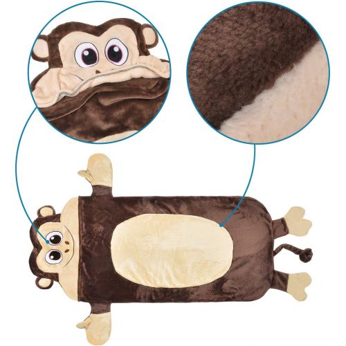  Catalonia Monkey Blanket for Kids,Hooded Wearable Snuggle Tail Blanket,Super Soft Plush Sleeping Bags for Toddler Children Teens Boys Girls,All Seasons,Gift Idea