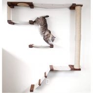 CatastrophiCreations Cat Mod Climb Track Handcrafted Wall Mounted Cat Tree Shelves, English Chestnut/Natural, One Size