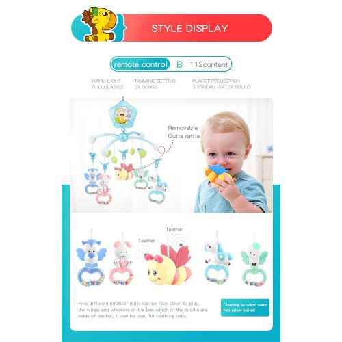  Caterbee caterbee Baby Crib Mobile for Pack and Play, Crib mobiles for boy kit with Lights and Music, Remote, Projector,Stand, Newborn Gift for Stroller Accessories. Materials:ABS+Plastic(B