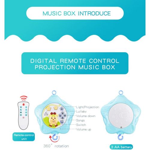  [아마존베스트]Baby Mobile for Crib, Crib Toys with Music and Lights, Remote, Stand, Holder, Carrier, lamp, Projector for Pack and Play. Crib Mobile for boy Kid kit, Materials:ABS+Plastic(Blue-Fo