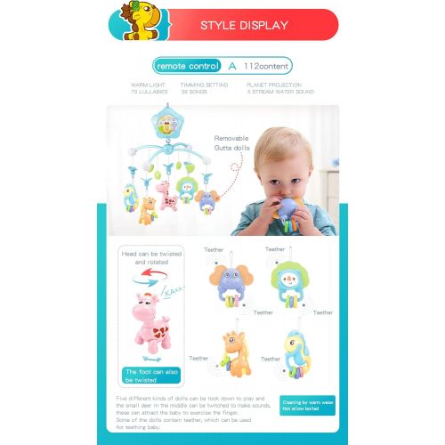  [아마존베스트]Baby Mobile for Crib, Crib Toys with Music and Lights, Remote, Stand, Holder, Carrier, lamp, Projector for Pack and Play. Crib Mobile for boy Kid kit, Materials:ABS+Plastic(Blue-Fo