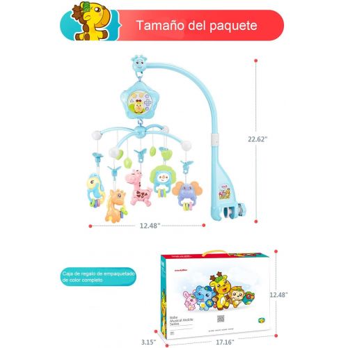  Caterbee Baby Crib Mobile for Pack and Play, Crib Toys with Lights and Music, Remote,Projector for Girl, Stroller Accessories. Material: ABS+Plastic(Pink-Forest)