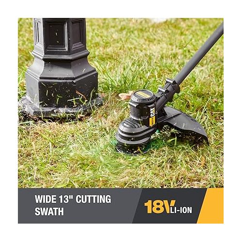  Cat DG210 18V Brushless 13” String Trimmer Cordless with Dual Line Bump Feed, Edger with Anti-Vibration Design, Easy Storage Weed Trimmer - Battery & Charger Included
