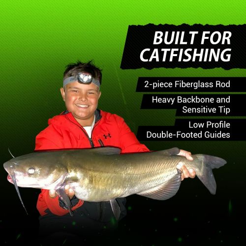  Catfish Sumo Championship Catfish Rod: 2 Piece, Medium Heavy Chop Stick, Sensitive Tip for Detecting Bites, Heavy Backbone for Hauling in Ugly Monsters, 10-50lb Line, 76…