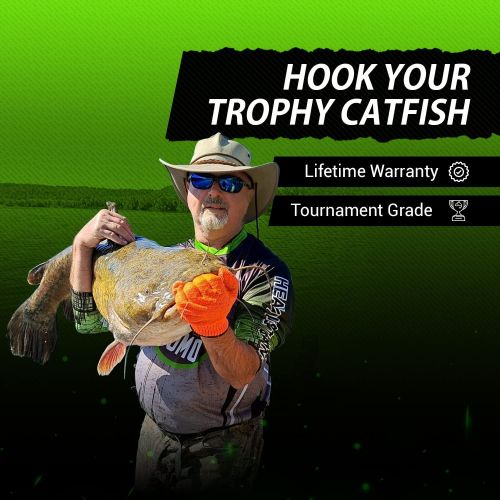  Catfish Sumo Championship Catfish Rod: 2 Piece, Medium Heavy Chop Stick, Sensitive Tip for Detecting Bites, Heavy Backbone for Hauling in Ugly Monsters, 10-50lb Line, 76…