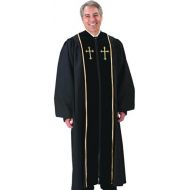 Catholic Factory Outlet Black Pulpit Robe with Beautiful Gold Embroidery (53 Small: 56 - 57 Height. 53 Back Length. 33 Sleeve Length)