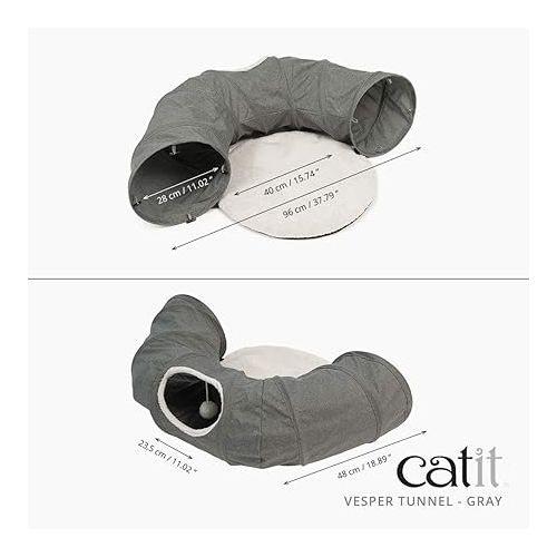 Catit Vesper Cat Tunnel, Cat Toy, Grey, 41996