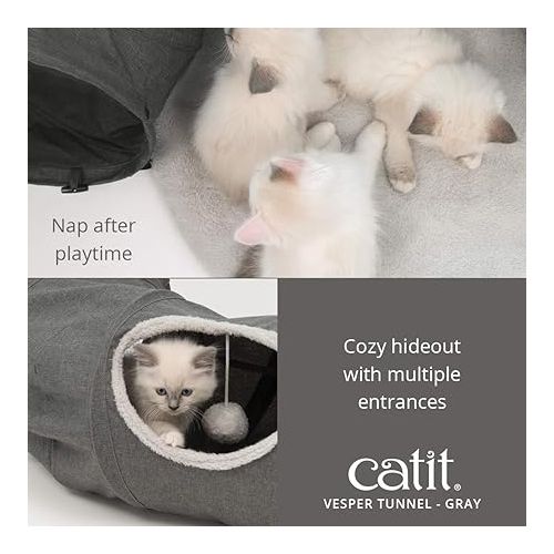  Catit Vesper Cat Tunnel, Cat Toy, Grey, 41996