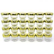 Caviar Line Small Mini Glass Jars With Tin Lids - 24 pack x 1.75 oz  All Purpose Empty Storage Jars
