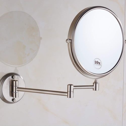  Cavoli Oil Rubbed Bronze Wall Mounted Mirror with 10x Magnification for Bathroom& Vanity,8 Inch Two-Sided Swivel,12 Extension(8in,10x)