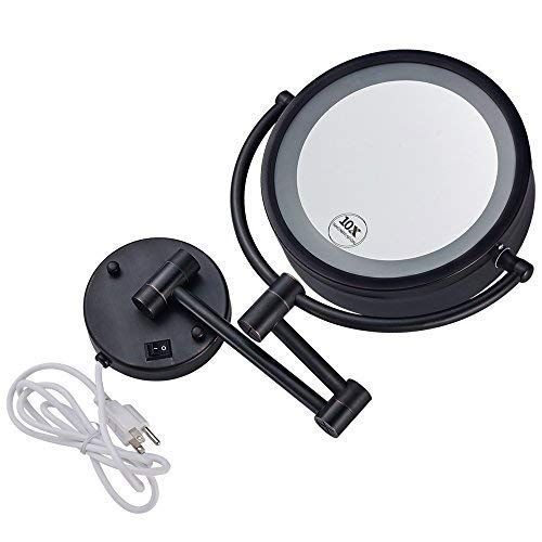  Cavoli Wall Mounted Makeup Mirror with LED Lighted 10x Magnification,8.5 Inches,Bathroom and Hotel, Chrome Finish,Made of Brass