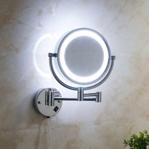  Cavoli Wall Mounted Makeup Mirror with LED Lighted 10x Magnification,8.5 Inches,Bathroom and Hotel, Chrome Finish,Made of Brass
