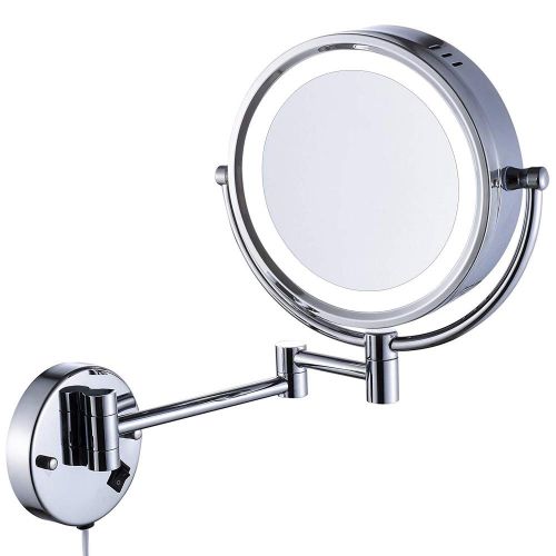  Cavoli Wall Mounted Makeup Mirror with LED Lighted 10x Magnification,8.5 Inches,Bathroom and Hotel, Chrome Finish,Made of Brass