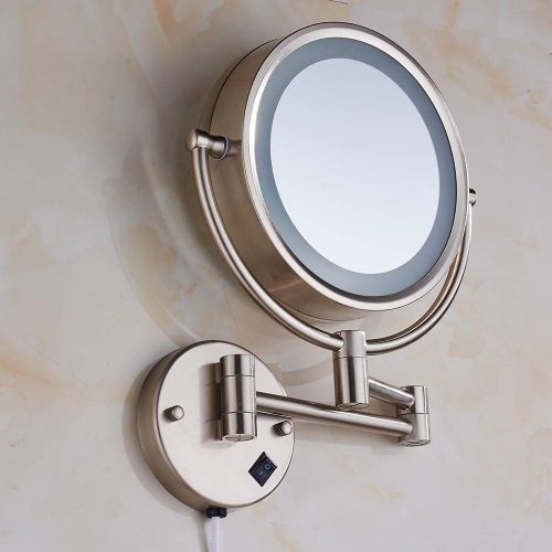  Cavoli Wall Mounted Makeup Mirror with LED Lighted 10x Magnification,8.5 Inches,Bathroom and Hotel, Chrome Finish,Made of Brass