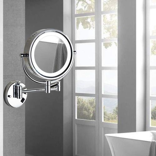  Cavoli Wall Mounted Makeup Mirror with LED Lighted 10x Magnification,8.5 Inches,Bathroom and Hotel, Chrome Finish,Made of Brass