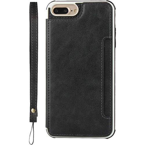  [아마존베스트]Cavor iPhone 6 Plus/6s Plus/7 Plus/ 8 Plus Case, Wallet Card Holder Case [4 Card Slots] [with Lanyard] PU Leather Flip Shockproof Cover for iPhone 6 Plus/6s Plus/7 Plus/ 8 Plus - B