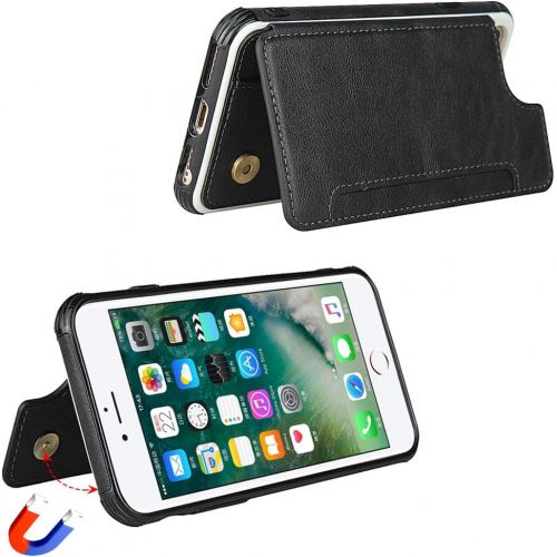  [아마존베스트]Cavor iPhone 6 Plus/6s Plus/7 Plus/ 8 Plus Case, Wallet Card Holder Case [4 Card Slots] [with Lanyard] PU Leather Flip Shockproof Cover for iPhone 6 Plus/6s Plus/7 Plus/ 8 Plus - B