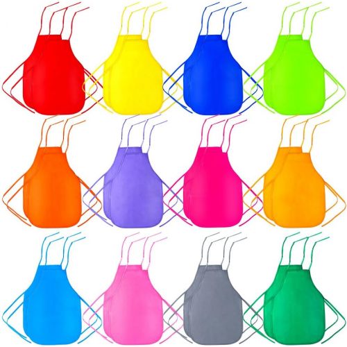  [아마존베스트]Caydo 24 Pieces 12 Colors Childrens Artists Fabric Aprons for Kitchen, Classroom, Community Event, Crafts and Art Painting Activity