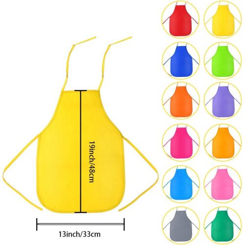  [아마존베스트]Caydo 12 Pieces 12 Colors Childrens Artists Fabric Aprons for Kitchen, Classroom, Community Event, Crafts and Art Painting Activity