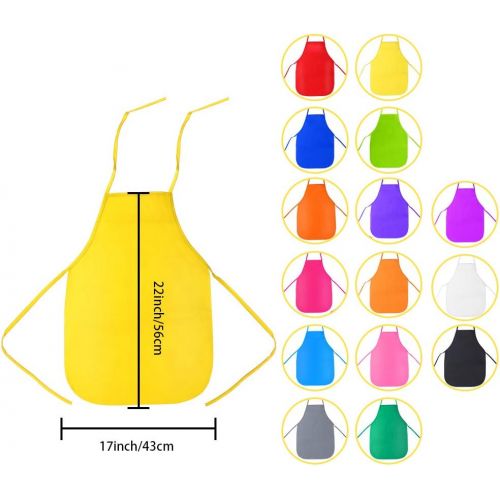  [아마존베스트]Caydo 15 Pieces Middle Size Kids Painting Apron for Ages 5 to 10, in Kitchen, Classroom, Community Event, Crafts and Art Painting Activity, 15 Colors