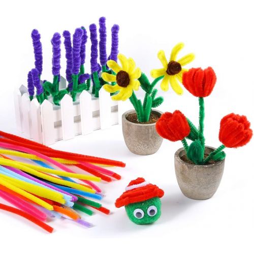  [아마존베스트]Caydo 500 Pieces Chenille Stems Pipe Cleaners 6 mm x 12 Inch for DIY Art Craft