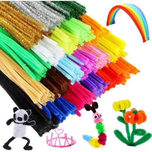  [아마존베스트]Caydo 500 Pieces Chenille Stems Pipe Cleaners 6 mm x 12 Inch for DIY Art Craft