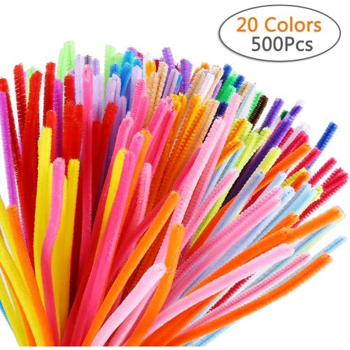  [아마존베스트]Caydo 500 Pieces Chenille Stems Pipe Cleaners 6 mm x 12 Inch for DIY Art Craft