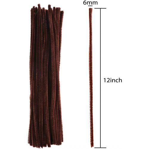  [아마존베스트]Caydo 120 Pieces Brown Pipe Cleaners Craft Chenille Stem for Hair Art Creative Crafts Decorations (6 mm x 12 inch)