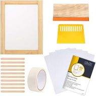 Caydo 20 Pieces Screen Printing Starter kit Include Instructions, 10 x 14 Inch Wood Silk Screen Printing Frame with 110 White Mesh, Screen Printing Squeegees, Inkjet Transparency F