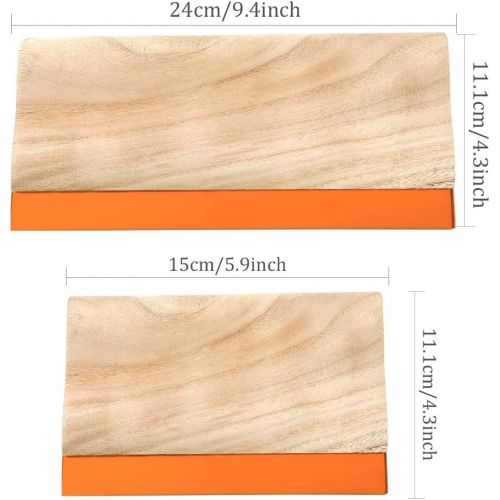  Caydo 2 Pieces 2 Sizes Screen Printing Squeegee, 75 Durometer Wooden Ink Scraper for Screen Printing, 9.4 and 5.9 inch