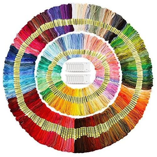  Caydo Embroidery Floss 50 Skeins Friendship Bracelets Floss Rainbow Color Embroidery Thread Cross Stitch Floss with 12 Pieces Floss Bobbins