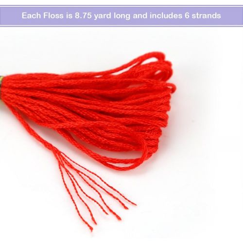  Caydo Embroidery Floss 50 Skeins Friendship Bracelets Floss Rainbow Color Embroidery Thread Cross Stitch Floss with 12 Pieces Floss Bobbins