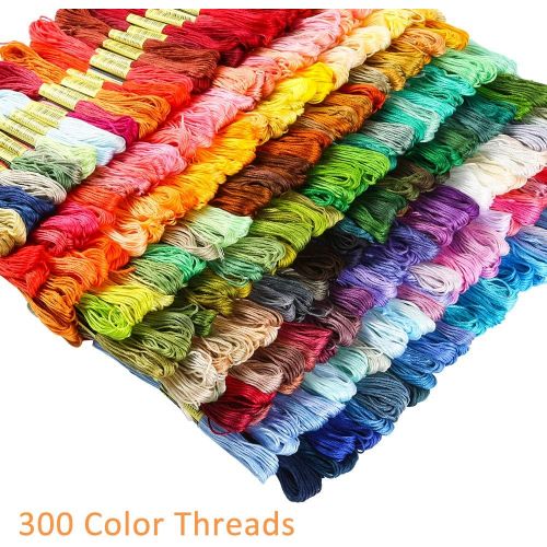  Caydo Embroidery Floss 50 Skeins Friendship Bracelets Floss Rainbow Color Embroidery Thread Cross Stitch Floss with 12 Pieces Floss Bobbins