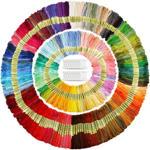  Caydo Embroidery Floss 50 Skeins Friendship Bracelets Floss Rainbow Color Embroidery Thread Cross Stitch Floss with 12 Pieces Floss Bobbins