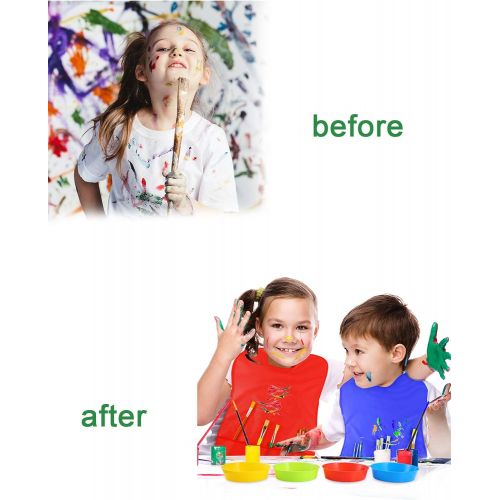  [아마존베스트]Caydo Pack of 5 Kids Art Smocks, Children Reusable Water Resistant Artist Painting Aprons with 3 Roomy Pockets for Classroom, Community Event, Art Painting Activity-Safe Clean