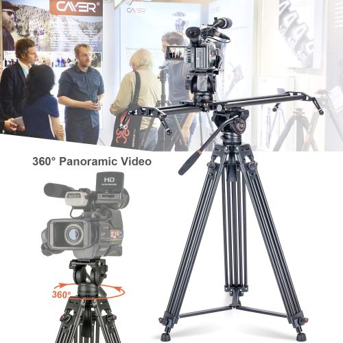  Video Tripod System, Cayer BV30L 72 inch- Professional Heavy Duty Aluminum Twin Tube Tripod, K3 Fluid Head, Mid-Level Spreader, Max Loading 13.2 LB, DSLR Camcorder, Plus 1 Bonus Qu