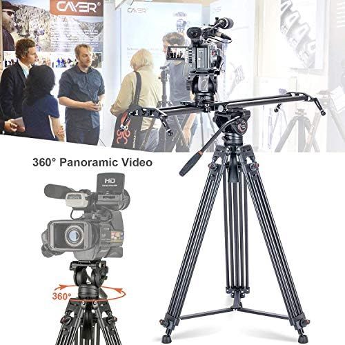  [아마존베스트]Video Tripod System, Cayer BV30L 72 Inch - Professional High Performance Aluminium Double Tube Tripod, K3 Fluid Head, Middle Spreader, 13.2 LB, DSLR Camcorder, Plus 1 Bonus Quick R