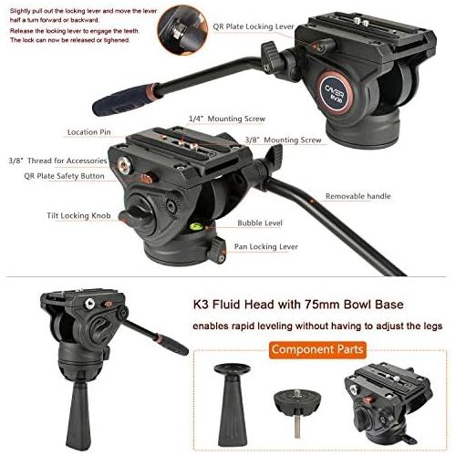  [아마존베스트]Cayer Twin Tube Video Tripod System