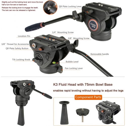  [아마존베스트]Cayer Twin Tube Video Tripod System