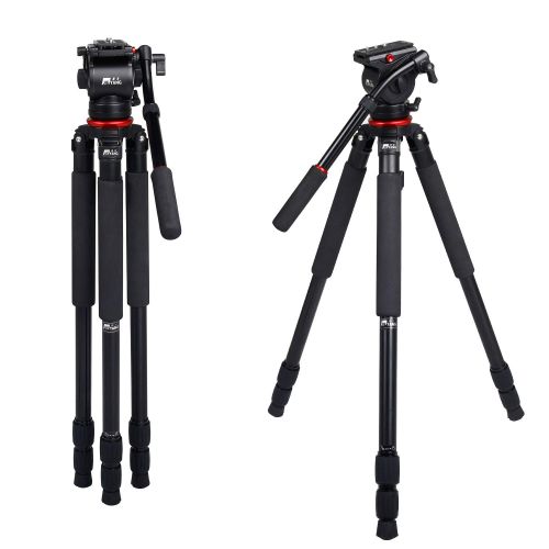  Camera Tripod Stand, ASHANKS Adjustable Camera Slider Tripod Hydraulic Video Tripods with 65mm Bowl Tripod Fluid Head Birding Stand for DSLR Camcorders Canon Nikon Sony Cameras Sli