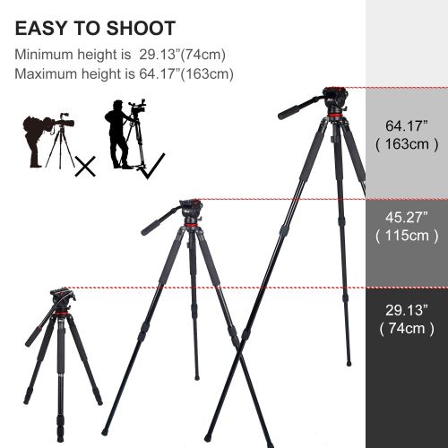  Camera Tripod Stand, ASHANKS Adjustable Camera Slider Tripod Hydraulic Video Tripods with 65mm Bowl Tripod Fluid Head Birding Stand for DSLR Camcorders Canon Nikon Sony Cameras Sli