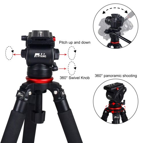  Camera Tripod Stand, ASHANKS Adjustable Camera Slider Tripod Hydraulic Video Tripods with 65mm Bowl Tripod Fluid Head Birding Stand for DSLR Camcorders Canon Nikon Sony Cameras Sli