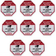 [아마존베스트]Cctv security 8 Red Octagon-Shaped Video Surveillance System Security Door & Window Stickers 3 X 3 Inch Vinyl Decals